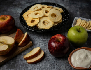 Dried apple on a dark background