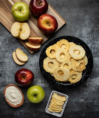 Dried apple on a dark background