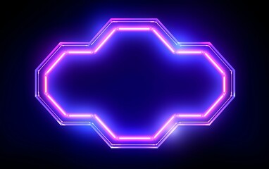 Neon Light background with hexagonal frame 3D illustration geometric wallpaper. generative ai
