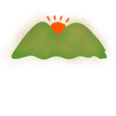 The sun rises behind the mountain range.