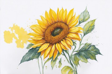 Radiant Blooms - Watercolor Sunflower Painting Generative AI