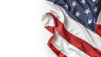 Authentic American Flag Banner for Presidents Day. White Background with Copy-Space for an Authentic Holiday Look. Isolated on White. Generative AI