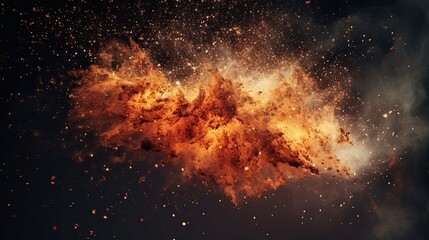 Fototapeta na wymiar Fiery Embers: Stunning Spark and Particle Overlays on Black. High-quality Fire Texture for Dynamic Visual Effects (16:9 AR): Generative AI