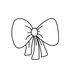 Fototapeta na wymiar Hand drawn line sketch bows and ribbon. Vector element doodle design, Pen drawing illustration 
