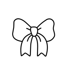 Hand drawn line sketch bows and ribbon. Vector element doodle design, Pen drawing illustration 