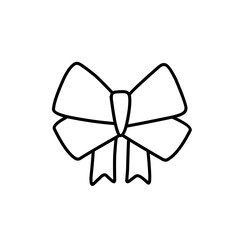 Hand drawn line sketch bows and ribbon. Vector element doodle design, Pen drawing illustration 