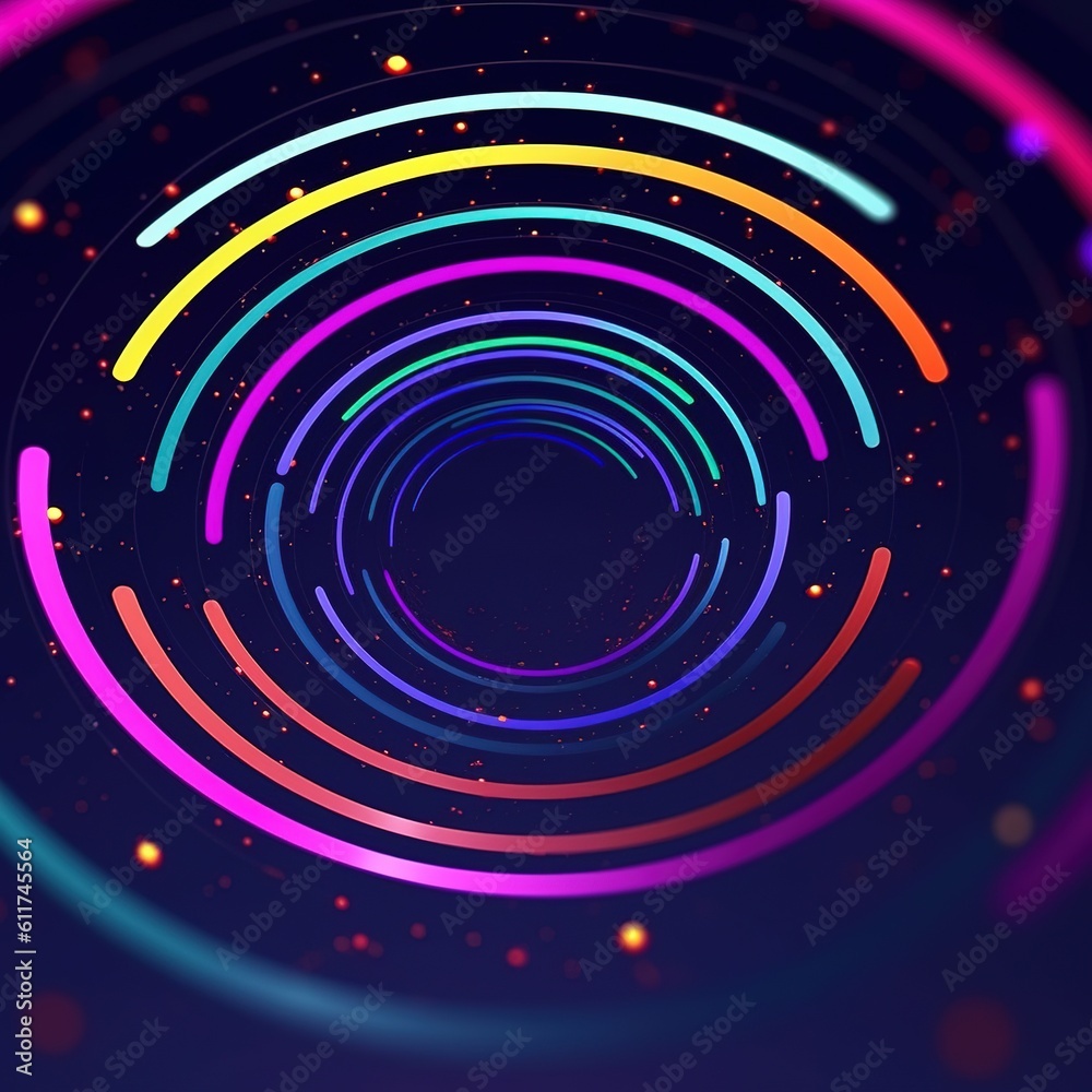 Wall mural red and blue spiral. circle orbit rotation. abstract background with space for text. generative ai