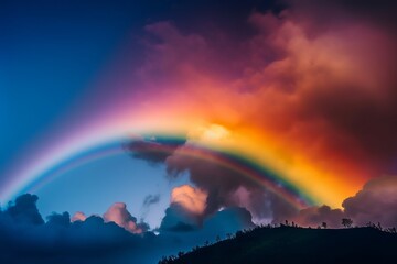Rainbow In The Clouds. Creative resource, AI Generated - obrazy, fototapety, plakaty