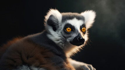 Fototapeta premium Close-up of a ring-tailed lemur . Generative AI