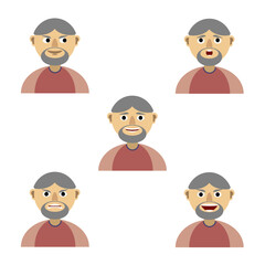 Senior man avatar. Smiling elderly man with beard with gray hair. 3d vector people character illustration. Cartoon minimal style.