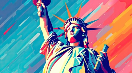 Fototapeta na wymiar Scene silhouette of famous place Beautiful landmark the Statue of Liberty in new york USA vector.Generated with AI.