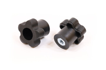 Black plastic knob knurled thumb nuts