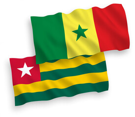 Flags of Togolese Republic and Republic of Senegal on a white background