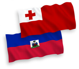 Flags of Kingdom of Tonga and Republic of Haiti on a white background