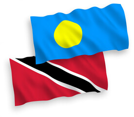 Flags of Republic of Trinidad and Tobago and Palau on a white background