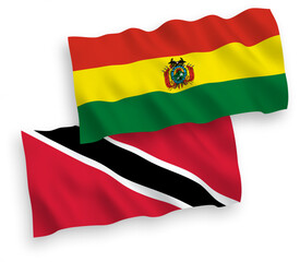 Flags of Republic of Trinidad and Tobago and Bolivia on a white background