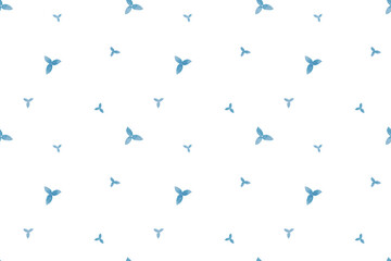 Simple pattern with blue pressed flowers for print and fabric. Digital watercolor illustration