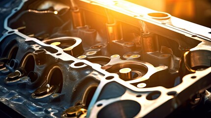 Car Service: Cylinder Head Gasket Replacement for Engine Repair - A Helpful Guide for DIY and Professional Auto Mechanics, Covering Parts and Service Tips. (AR 16:9): Generative AI - obrazy, fototapety, plakaty