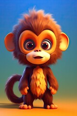 Cute Monkey Cartoon Illustration. Adorable Animal Character Design with Beautiful, Funny and Furry Details: Generative AI