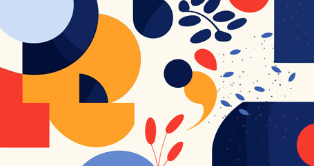 Abstract composition with geometric shapes and lines. Vector illustration in flat style