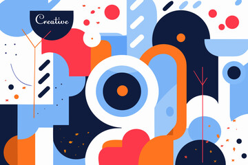 Obraz premium Abstract composition with geometric shapes and lines. Vector illustration in flat style