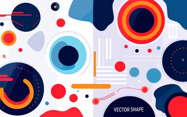 Abstract composition with geometric shapes and lines. Vector illustration in flat style