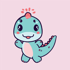 kawaii cute happy dinosaur t shirt design