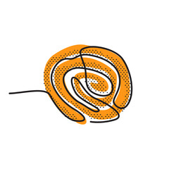 Jalebi, is a popular sweet snack in south and west Asia, Africa, and Mauritius. It goes by many names, including jilapi, zelepi, jilebi, jilipi, zulbia, jerry, mushabak. Lines and dots illustration.