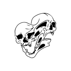 vector illustration of two skulls concept