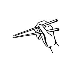 vector illustration of a hand holding chopsticks