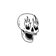 vector illustration of a skull with fire