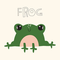 Obraz premium Cute Frog Isolated. A smiling frog. Vector Illustration