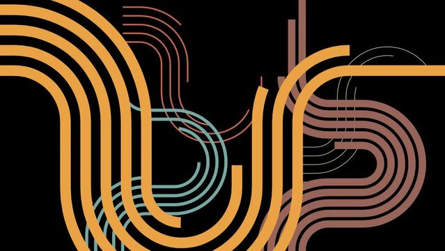  vertical random retro 70s geometric animation, vintage rainbow color lines. Groovy striped design poster, abstract 1970s colorful background video old-fashioned for artwork