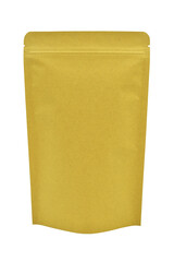 Brown Craft Paper Ziplock Bag on White Background, Vertical View