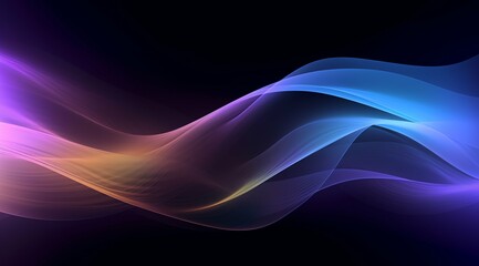 Naklejka premium Technological and futuristic abstract neon light shapes on black background over, generative ai