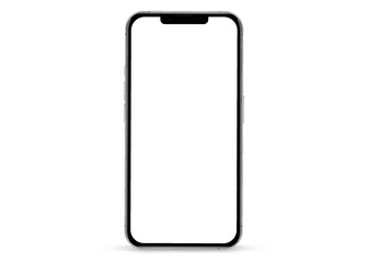 3D realistic high quality smartphone mockup with isolated background. Smart phone mockup collection. Device front view. 3D mobile phone with shadow on white background.