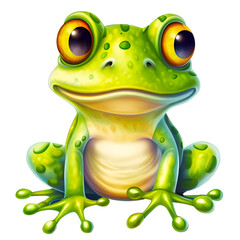 Fototapeta premium Cute cartoon frog clipart, created with Generative AI technology 