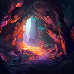 Underground crystal cavern geodes colorful