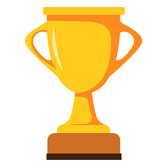 Gold cup.Trophy cup. Winner trophy. Symbol of victory sports event.Prize сhampionship or competitio.Cartoon success concept vector illustration.