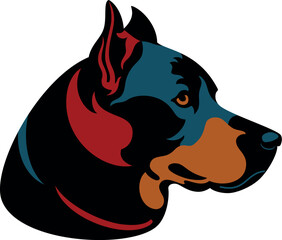 Illustration of black dog portrait, isolated