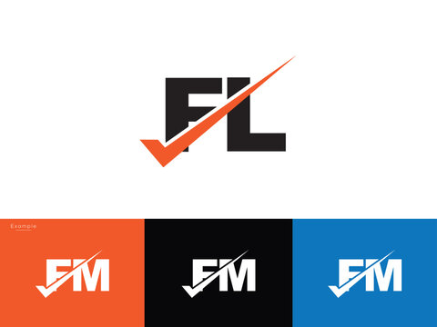 fl, fl Elegant Vector Emblem Checkmark Logo