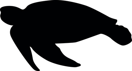 Turtle black silhouette icon. Ocean marine illustration.