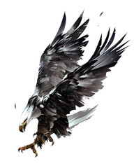 a painted colored attacking eagle on a white background - 611758598