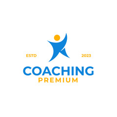 Fototapeta na wymiar Coach success logo design for life coaching design vector illustration symbol icon