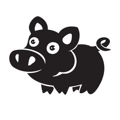 Symbol of the year of the pig, boar, black silhouette, vector illustration