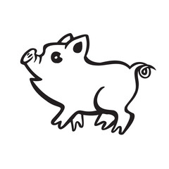 Symbol of the year of the pig, piglet, line, vector illustration