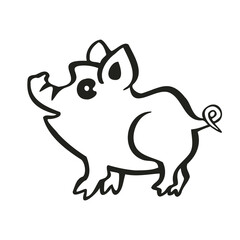 Symbol of the year of the pig, piglet, line, vector illustration