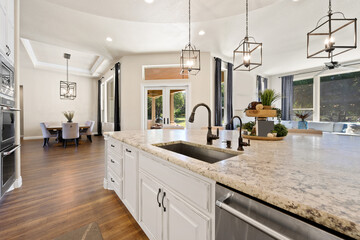 home kitchen with white lights