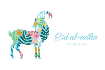 Obraz premium illustration vector graphic of mosque and goat in silhouette with glowing lantern for eid al adha mubarak. good for background, banner, card, poster flyer template.