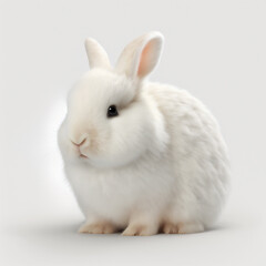 Fluffy Chubby White Rabbit Cute Adorable Animal Pet Bunny Generative AI